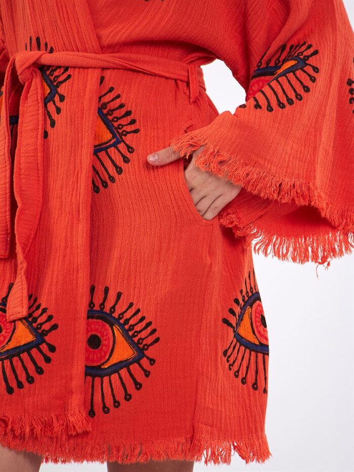 Orange Eye Kurzer Kimono Fliese Orange Eye Kurzer Kimono Fliese