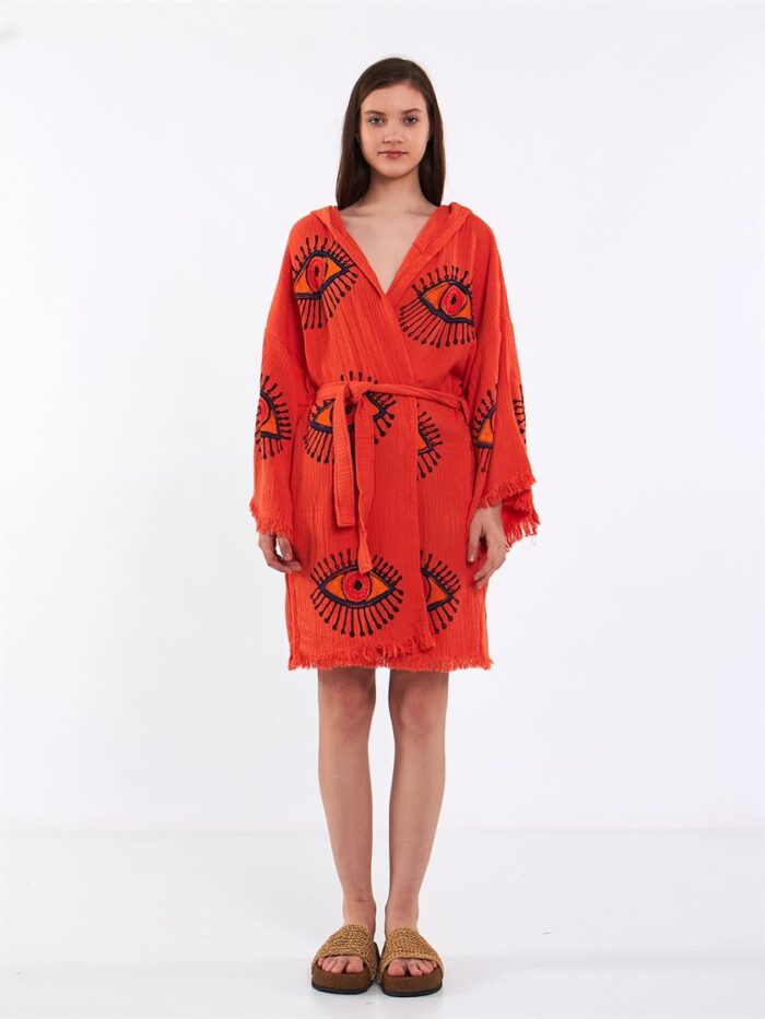 Orange Eye Kurzer Kimono Fliese