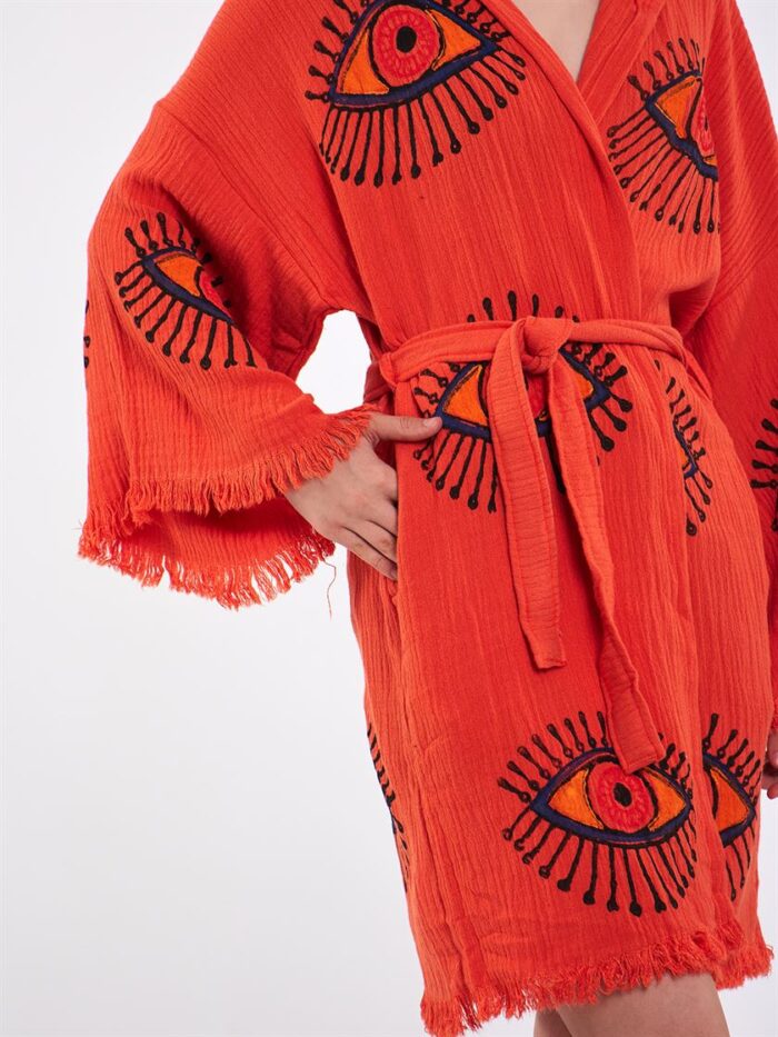 Orange Eye Kurzer Kimono Fliese Orange Eye Kurzer Kimono Fliese