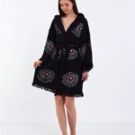 Orange Eye Kurzer Kimono Schwarz