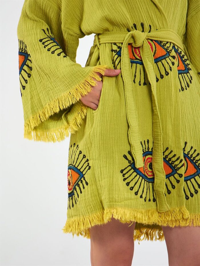Orange Eye Kısa Kimono Yağ Yeşili Orange Eye Kısa Kimono Yağ Yeşili