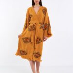 Orange Eye Kuşaklı Kimono Hardal