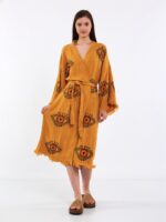 Orange Eye Kuşaklı Kimono Hardal