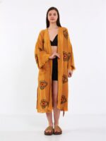Orange Eye Kuşaklı Kimono Hardal