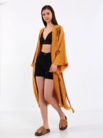 Orange Eye Kuşaklı Kimono Hardal