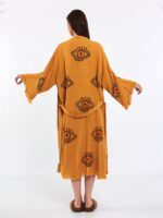 Orange Eye Kuşaklı Kimono Hardal