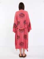 كيمونو بحزام برتقالي اللون وردي