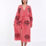 Orange Eye Gürtel-Kimono Rosa