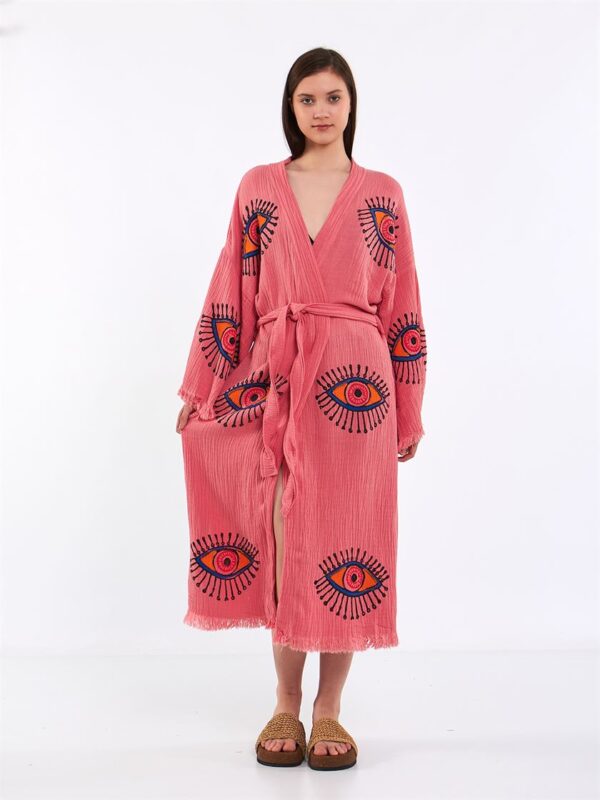 Orange Eye Gürtel-Kimono Rosa