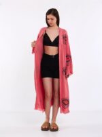 كيمونو بحزام برتقالي اللون وردي