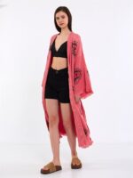 كيمونو بحزام برتقالي اللون وردي