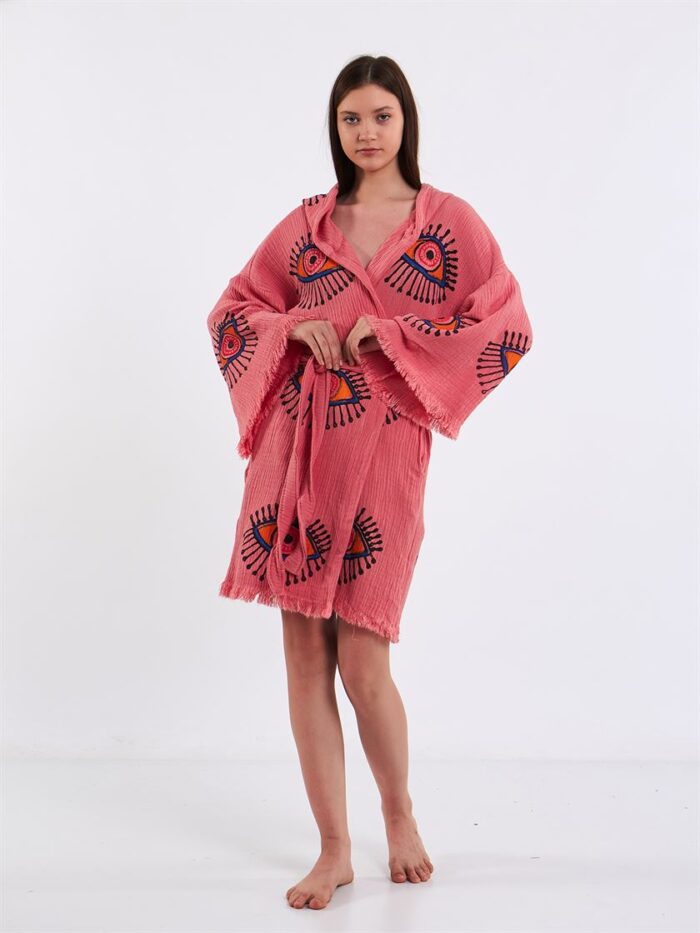 Orangefarbene Augen Korallen Kimono Orangefarbene Augen Korallen Kimono