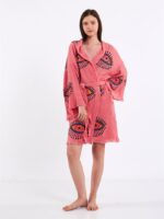 Orangefarbene Augen Korallen Kimono
