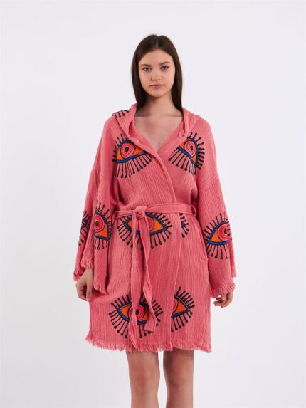 Orangefarbene Augen Korallen Kimono