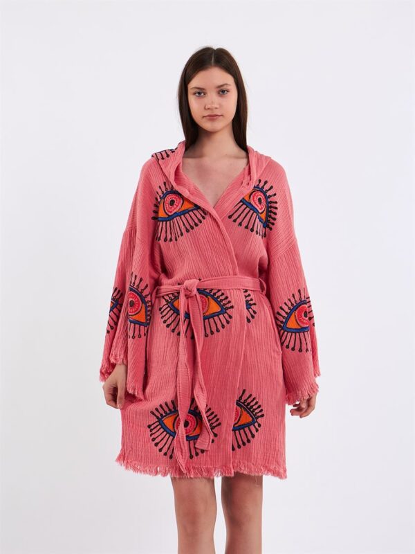 Orange Eyes Coral Kimono