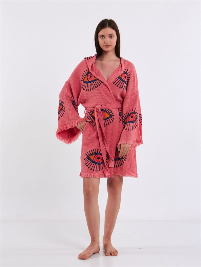 Orangefarbene Augen Korallen Kimono Orangefarbene Augen Korallen Kimono