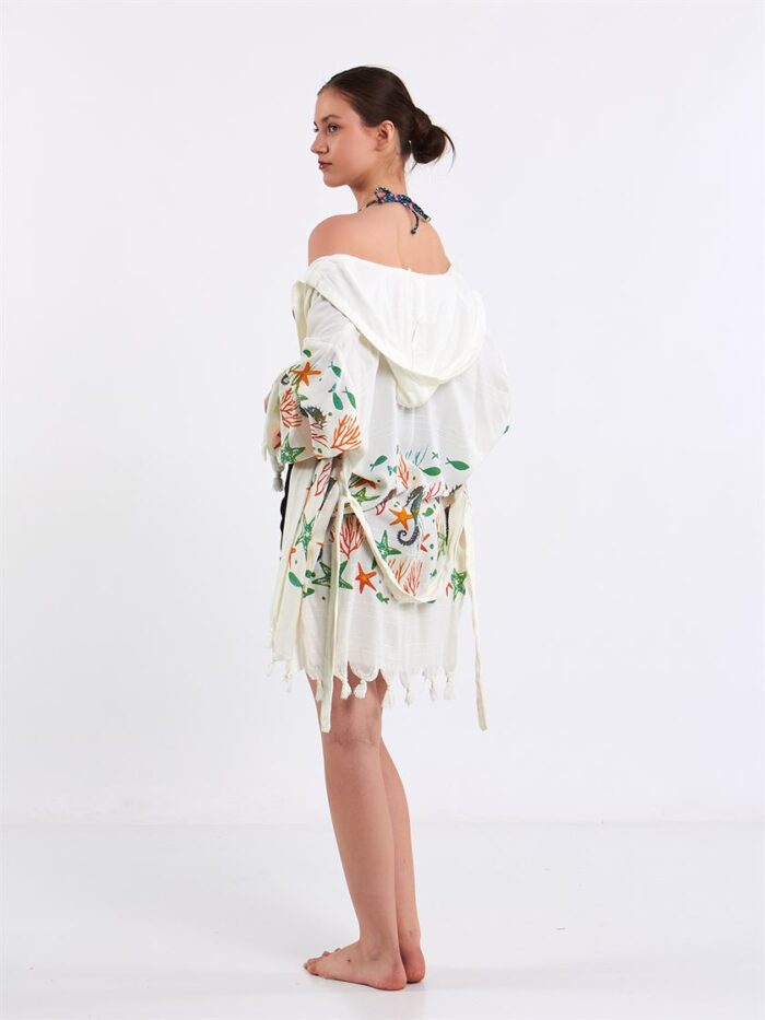 Sea Life Kapşonlu Kısa Pareo