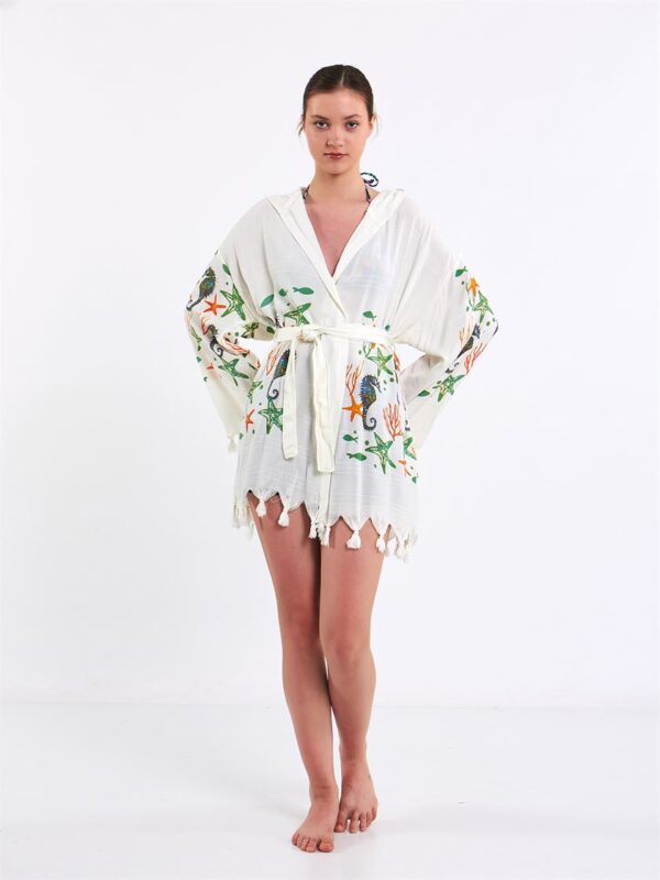 Sea Life Kapşonlu Kısa Pareo