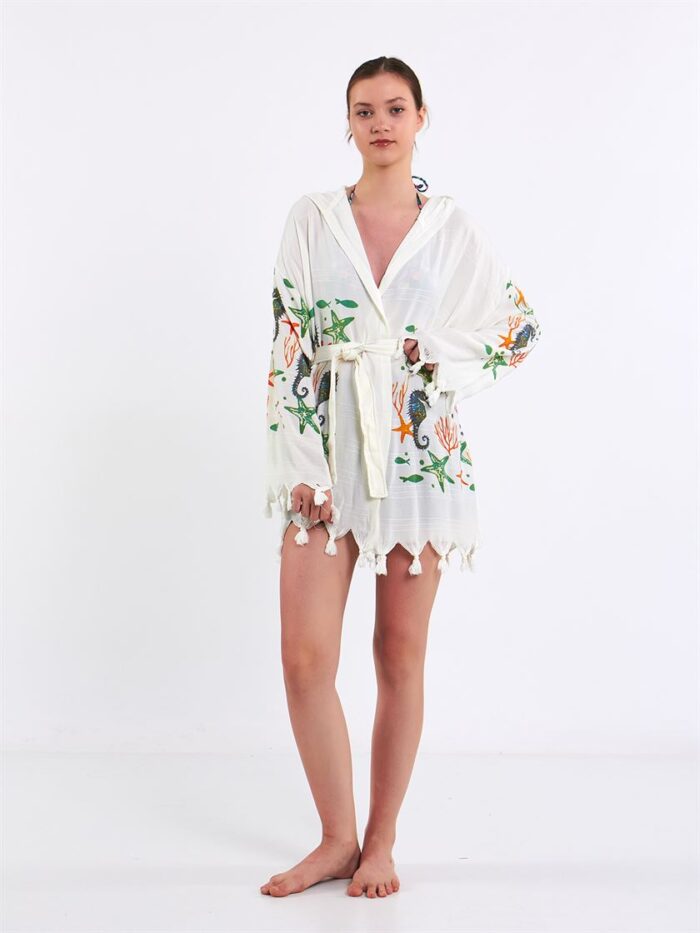 Sea Life Kapşonlu Kısa Pareo