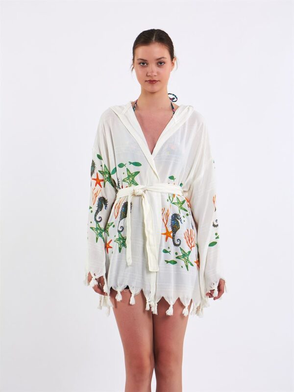 Sea Life Kapşonlu Kısa Pareo