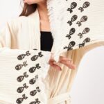 Aqua Taş Baskılı Pamuklu Kimono