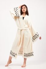 Aqua Stone Printed Cotton Kimono