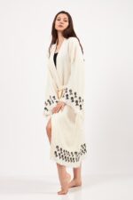 Aqua Stone Printed Cotton Kimono