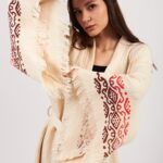 Hint Desenli Taş Baskılı Pamuklu Müslin Kimono