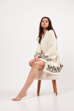 كيمونو موسلين قطني مطبوع بالحجر الحثي مطبوع بالحجر الحثي