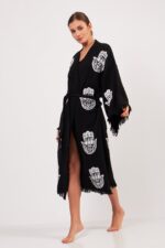 Tılsım Desenli Müslin Kimono Siyah - Görsel 6