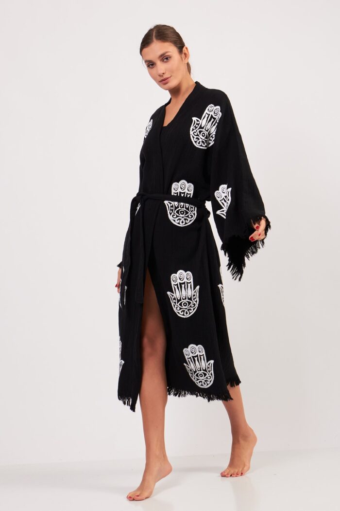 tilsim-desenli-muslin-kimono-siyah Tılsım Desenli Müslin Kimono Siyah - Görsel 6