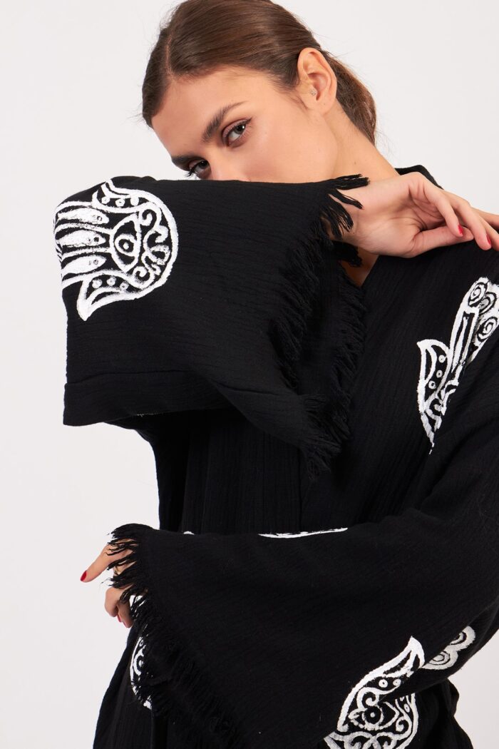 tilsim-desenli-muslin-kimono-siyah Tılsım Desenli Müslin Kimono Siyah - Görsel 4
