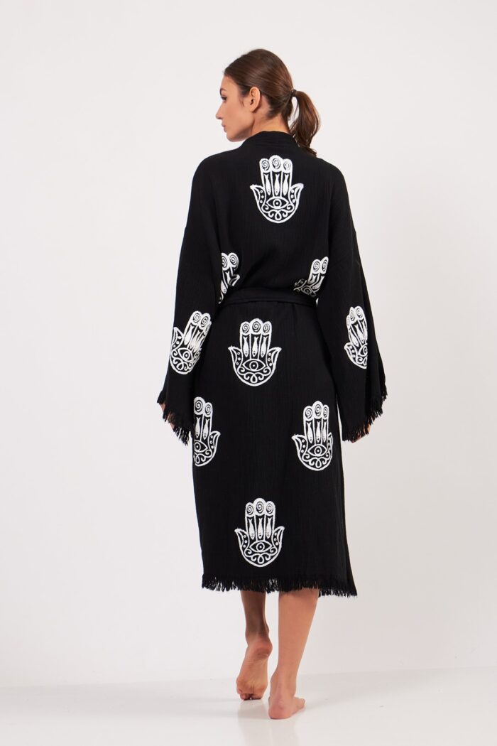 tilsim-desenli-muslin-kimono-siyah Tılsım Desenli Müslin Kimono Siyah - Görsel 3