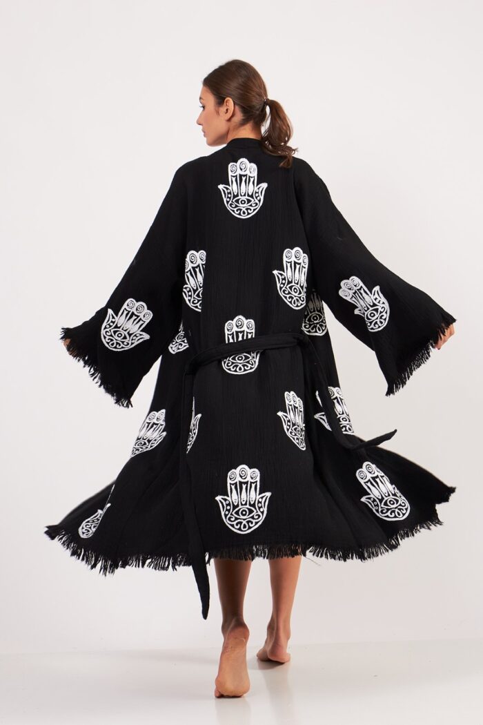 tilsim-desenli-muslin-kimono-siyah Tılsım Desenli Müslin Kimono Siyah - Görsel 2