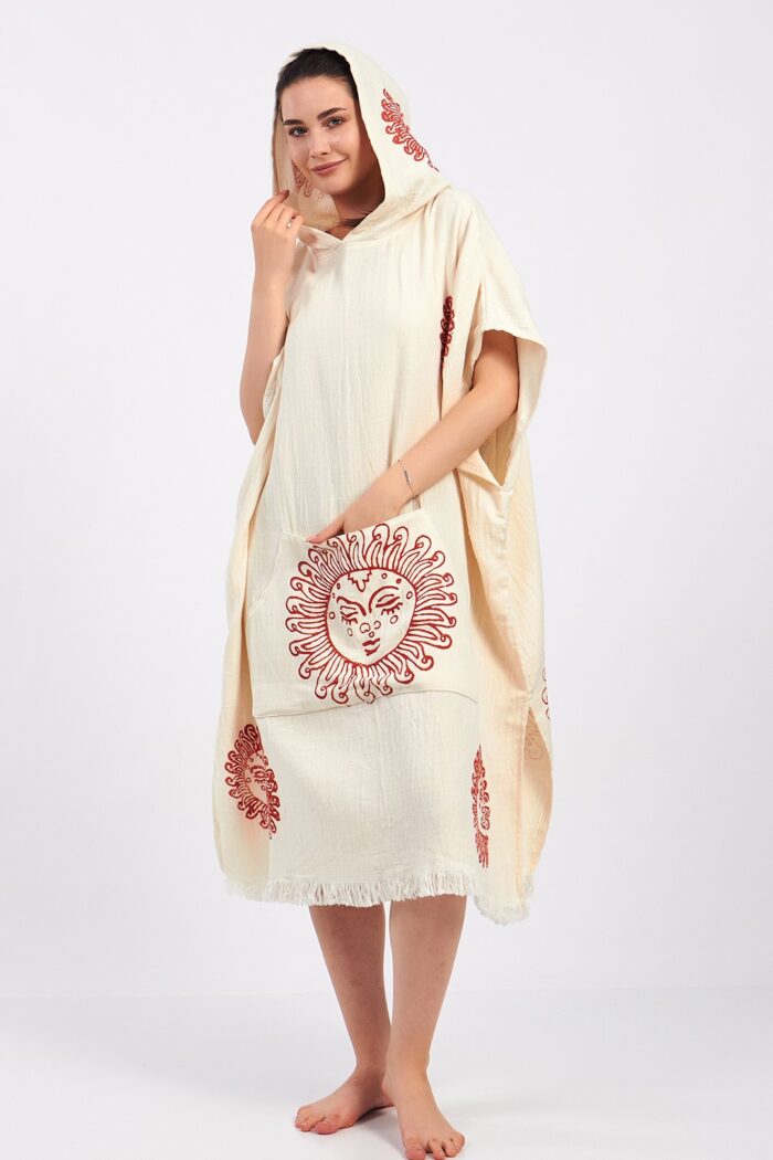 arinna-kirmizi-tas-baskili-pamuklu-muslin-surf-pancosu Arinna Kırmızı Taş Baskılı Pamuklu Müslin Surf Pançosu - Görsel 4