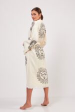 Arinna Taş Baskılı Pamuklu Müslin Kimono - الصورة 4