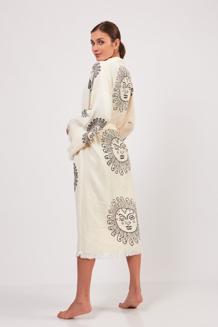 arinna-tas-baskili-pamuklu-muslin-kimono Arinna Taş Baskılı Pamuklu Müslin Kimono - الصورة 4