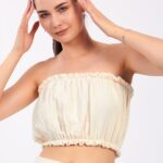 Beige Baumwolle Musselin Crop