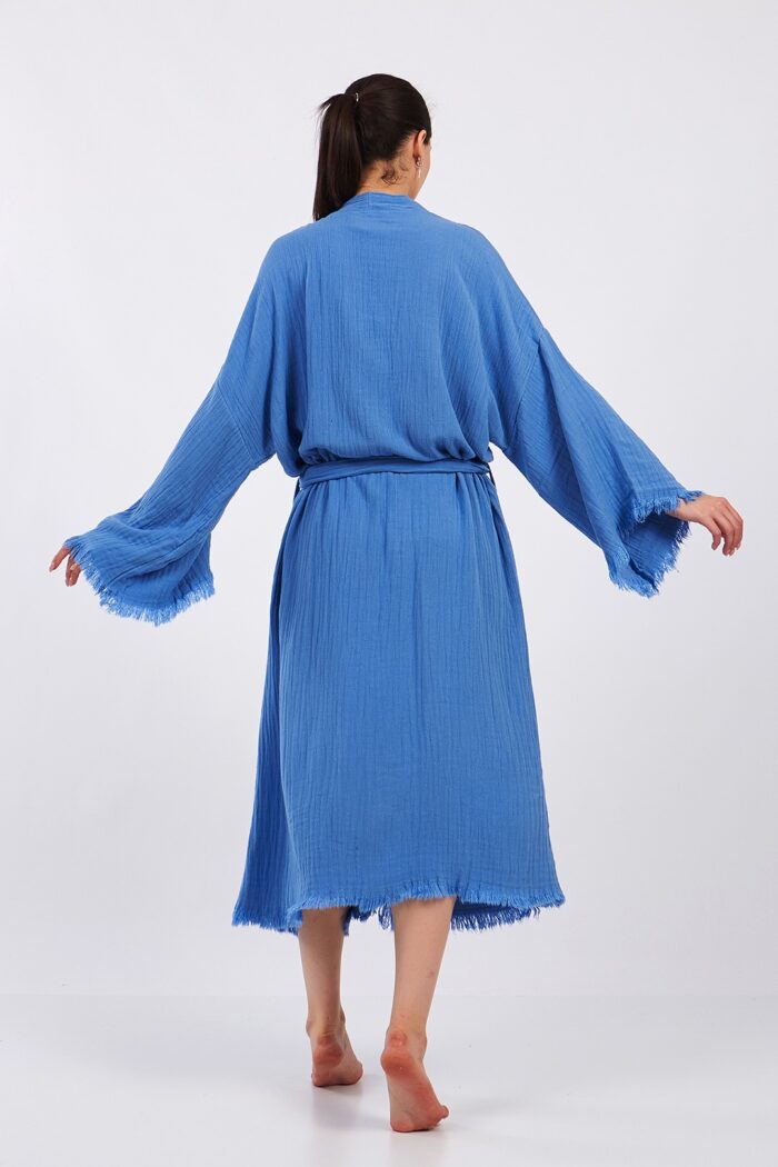 blue-classic-pamuklu-muslin-kimono Blue Classic Pamuklu Müslin Kimono - Görsel 4