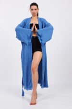 Blue Classic Pamuklu Müslin Kimono - Görsel 14