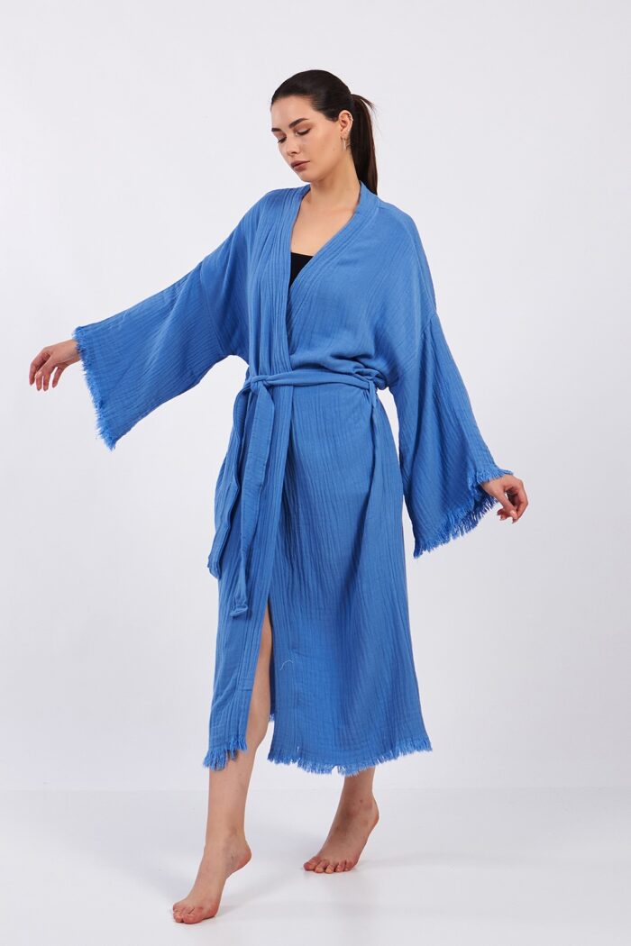 blue-classic-pamuklu-muslin-kimono Blue Classic Pamuklu Müslin Kimono - Görsel 8