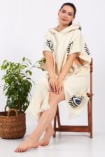 Blaues Auge Baumwolle Musselin Surf Poncho
