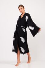 Bracken Taş Baskılı Pamuklu Kimono Siyah - Image 7