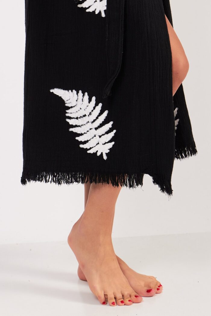 Bracken Taş Baskılı Pamuklu Kimono Siyah - Image 5