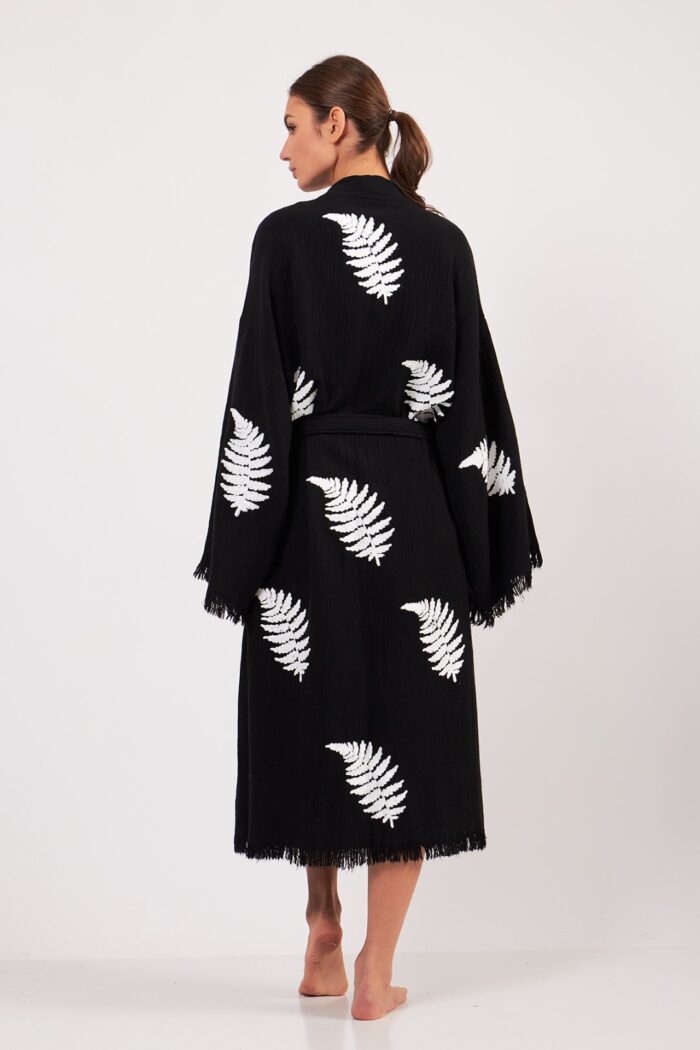 Bracken Taş Baskılı Pamuklu Kimono Siyah - Image 3