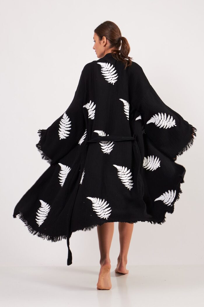 Bracken Taş Baskılı Pamuklu Kimono Siyah