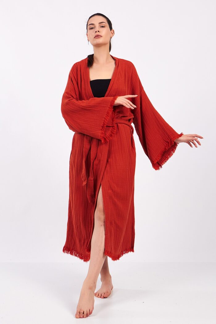 classic-pamuklu-muslin-kimono-kirmizi Classic Pamuklu Müslin Kimono Kırmızı - الصورة 1