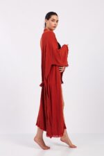 Classic Pamuklu Müslin Kimono Kırmızı - الصورة 8