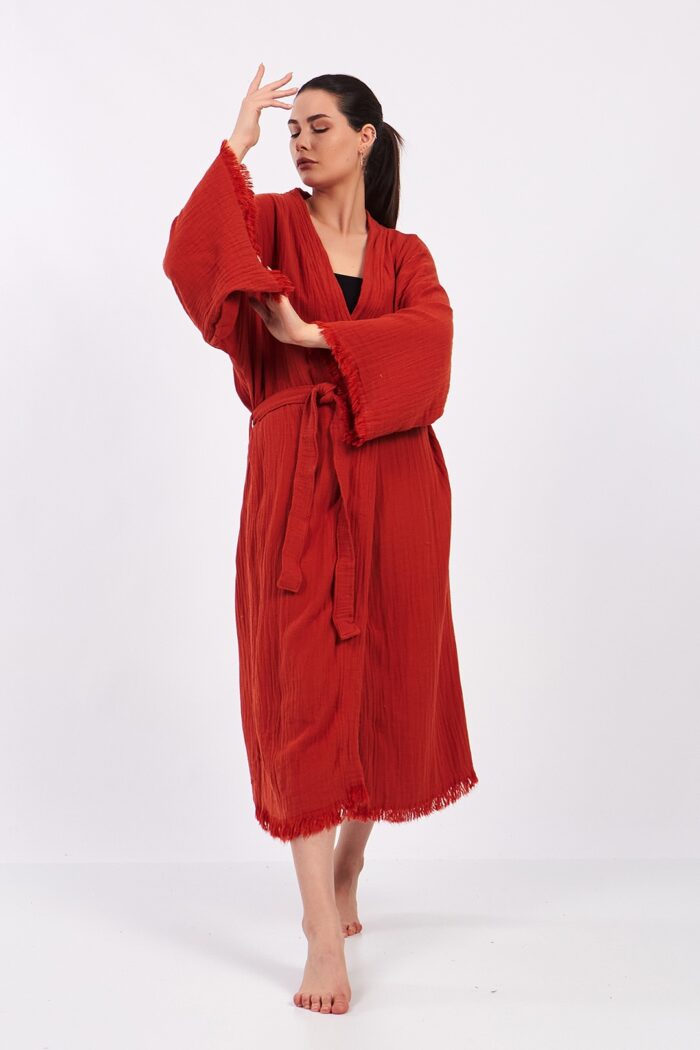 classic-pamuklu-muslin-kimono-kirmizi Classic Pamuklu Müslin Kimono Kırmızı - الصورة 6
