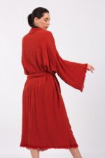 Classic Pamuklu Müslin Kimono Kırmızı - الصورة 4